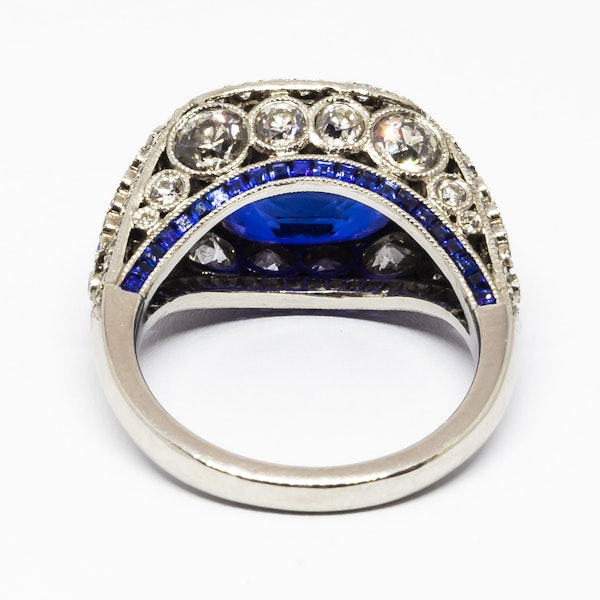 Modern Cushion Cut Sapphire Diamond  and Platinum Ring, 8.64ct - image 8