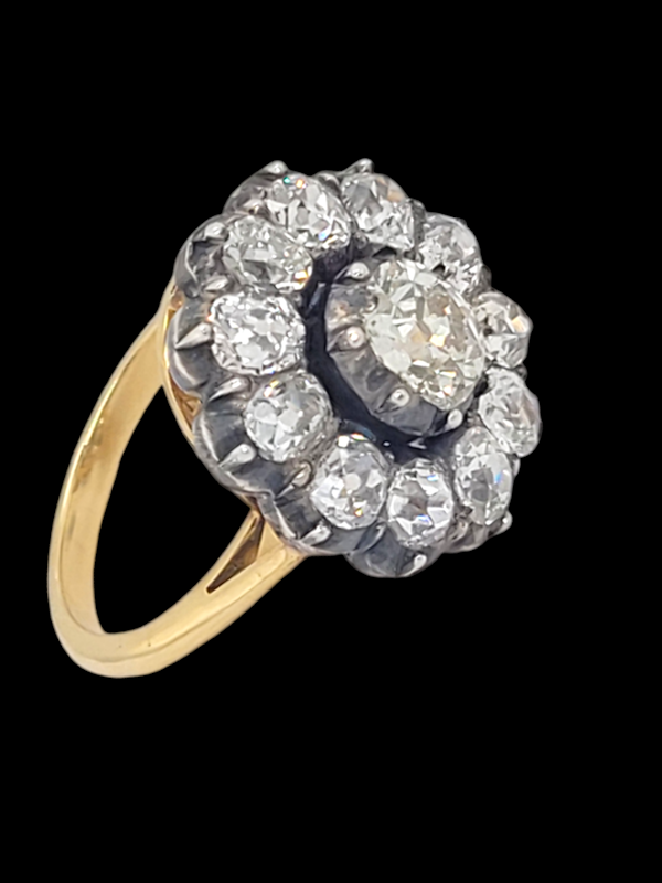 Antique old mine cut diamond cluster engagement ring SKU: 7504 DBGEMS - image 3