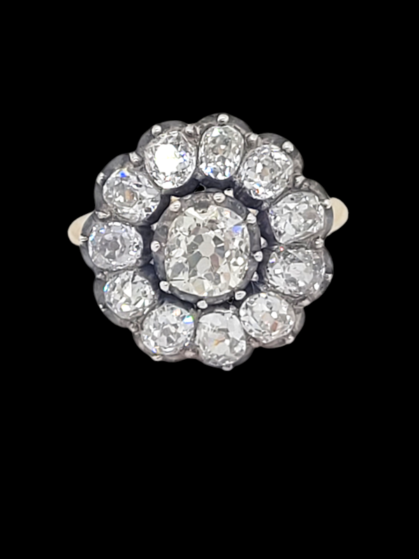 Antique old mine cut diamond cluster engagement ring SKU: 7504 DBGEMS - image 1