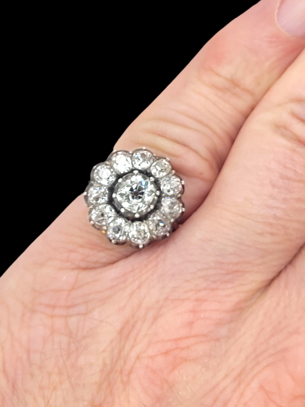 Antique old mine cut diamond cluster engagement ring SKU: 7504 DBGEMS - image 2