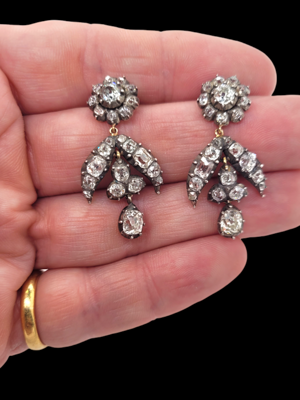 Old mine cut diamond drop earrings SKU: 7506 DBGEMS - image 2