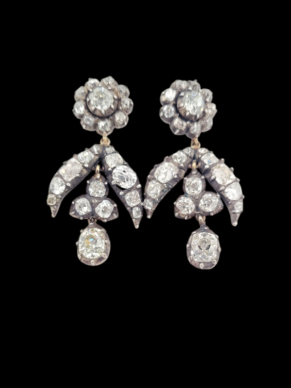 Old mine cut diamond drop earrings SKU: 7506 DBGEMS - image 1