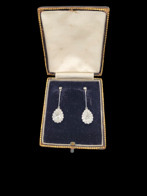 Pair of Antique Edwardian pear drop diamond earrings SKU: 7521 DBGEMS - image 2