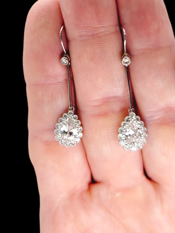 Pair of Antique Edwardian pear drop diamond earrings SKU: 7521 DBGEMS - image 1