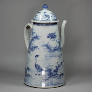 Chinese blue and white lighthouse coffee pot, Qianlong (1736-95)