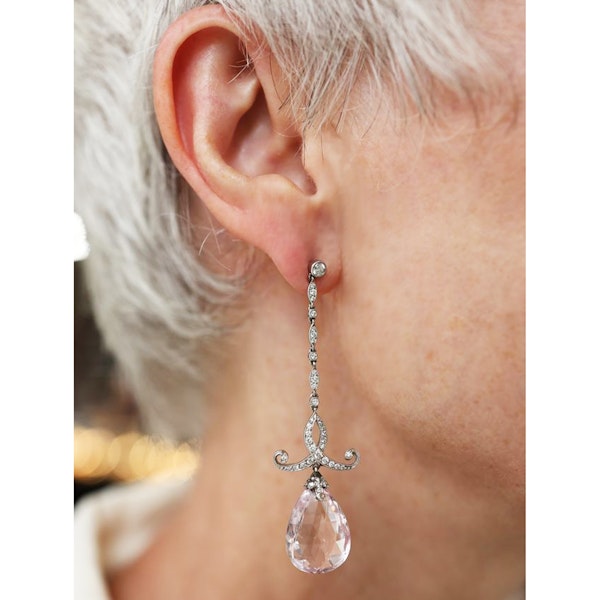 Morganite And Diamond Drop Earrings - image 5