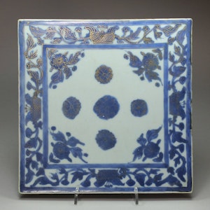 Chinese blue and white tile, 18th century
