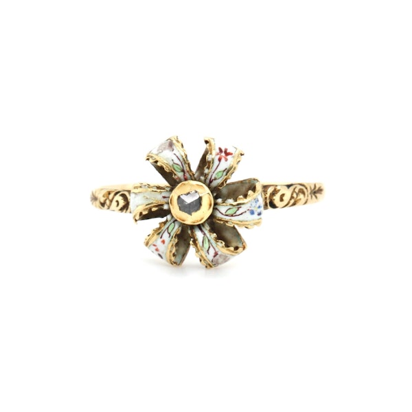 Charlotte Sayers 17th Century Diamond and Enamel Ring - image 1