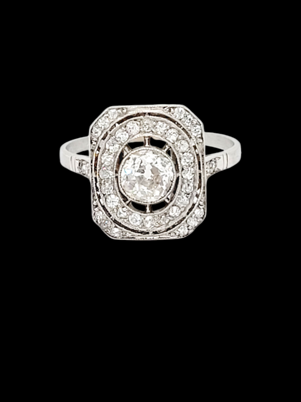 Art deco diamond panel engagement ring SKU: 7601 DBGEMS - image 1