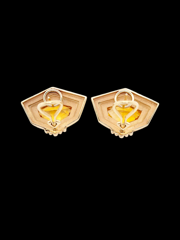 Cool Retro hexagonal citrine and geometric gold earrings SKU: 7596 DBGEMS - image 2