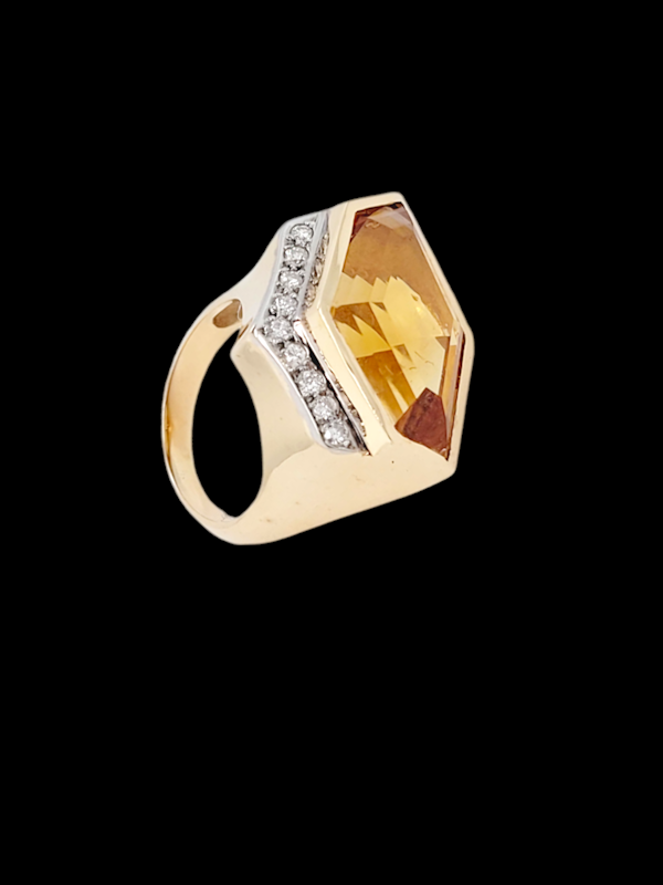 Unique retro hexagonal citrine and diamond dress ring SKU: 7595 DBGEMS - image 5