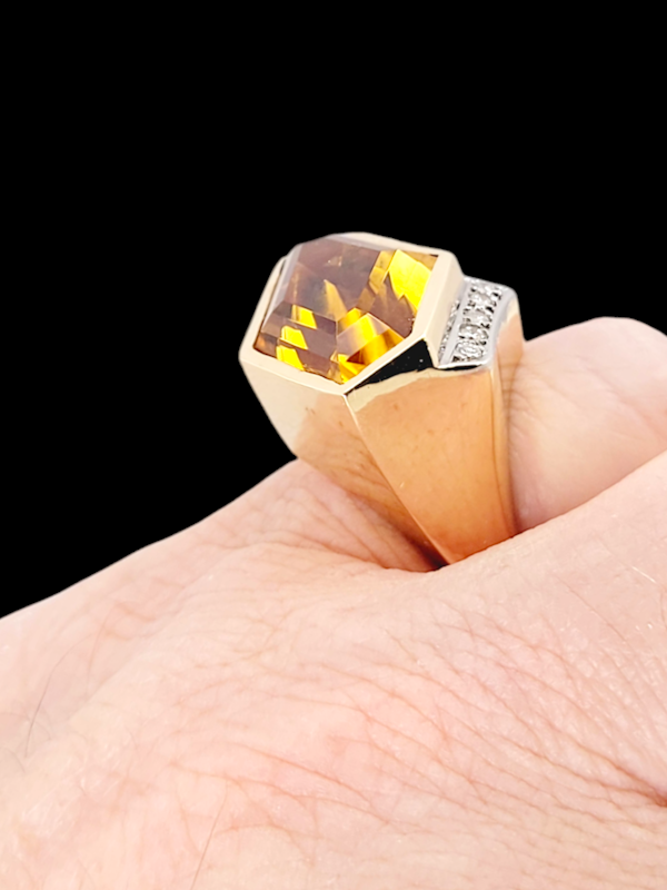 Unique retro hexagonal citrine and diamond dress ring SKU: 7595 DBGEMS - image 2