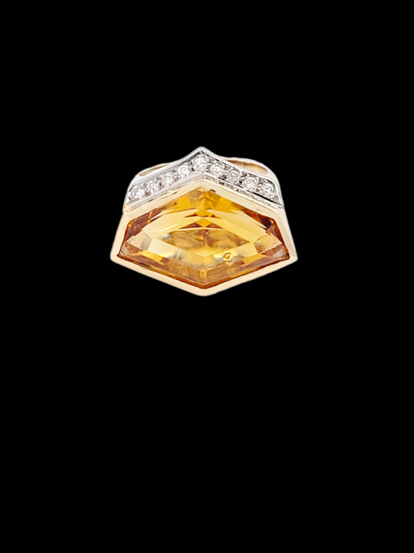 Unique retro hexagonal citrine and diamond dress ring SKU: 7595 DBGEMS - image 1