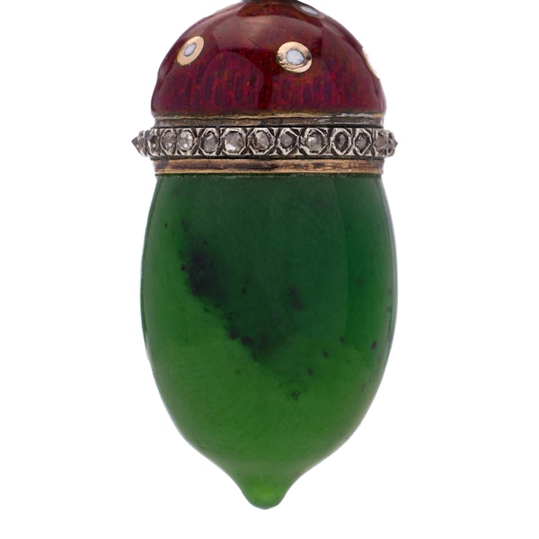 Faberge gold, diamond enamel, nephrite acorn pendant, workmaster Michael Perchin, circa 1900 - image 3