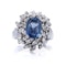 18kt white gold blue Ceylon sapphire diamond cluster ring - image 2