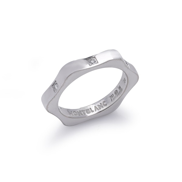 Montblanc 18kt white gold diamond band ring. - image 2