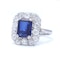 Platinum sapphire and diamond cluster ring - image 5