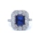 Platinum sapphire and diamond cluster ring - image 2