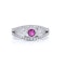 Platinum three-stone diamond and ruby ring. - image 2