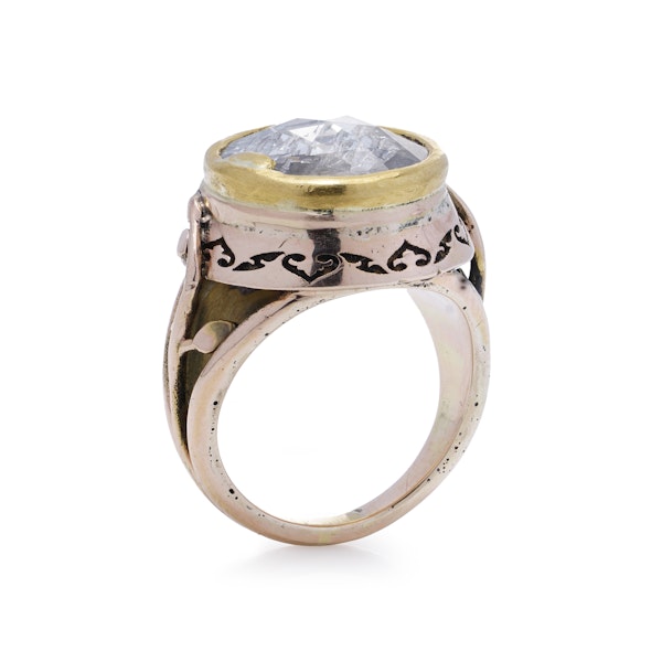 Victorian 15kt gold rose-cut diamond ring - image 3