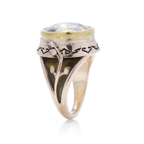 Victorian 15kt gold rose-cut diamond ring - image 4