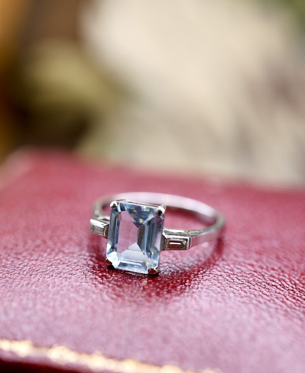 Platinum Aquamarine & Diamond Ring Circa 1950 - image 5