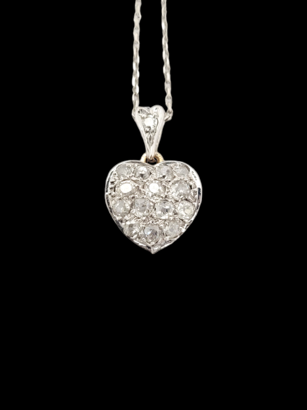 Old mine cut diamond heart pendant SKU: 7624 DBGEMS - image 1