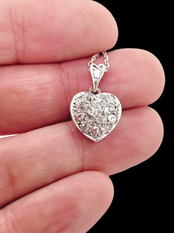 Old mine cut diamond heart pendant SKU: 7624 DBGEMS - image 2