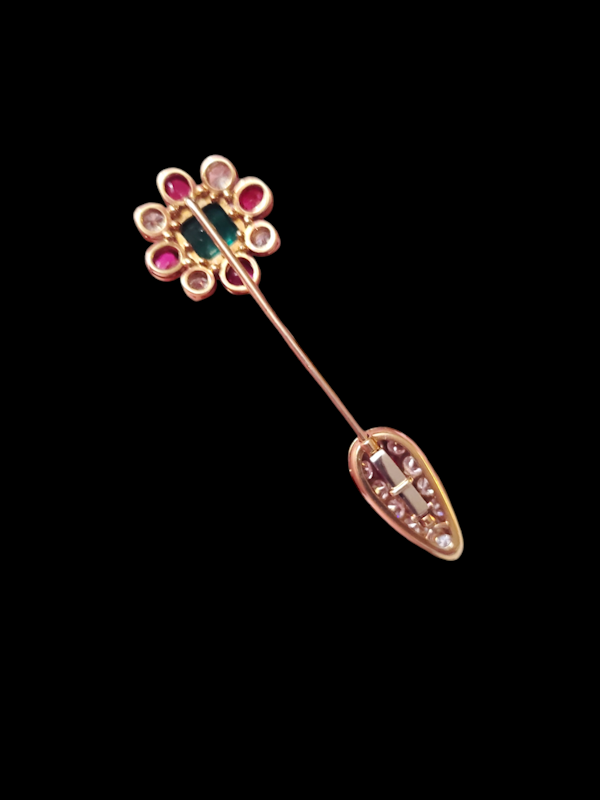 Fine Emerald, ruby and diamond Jabot pin SKU: 7622 DBGEMS - image 4