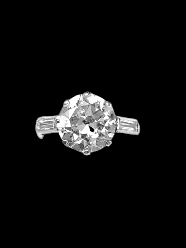 2.60cts old European transitional cut diamond and baguette diamond engagement ring SKU: 7621 DBGEMS - image 2