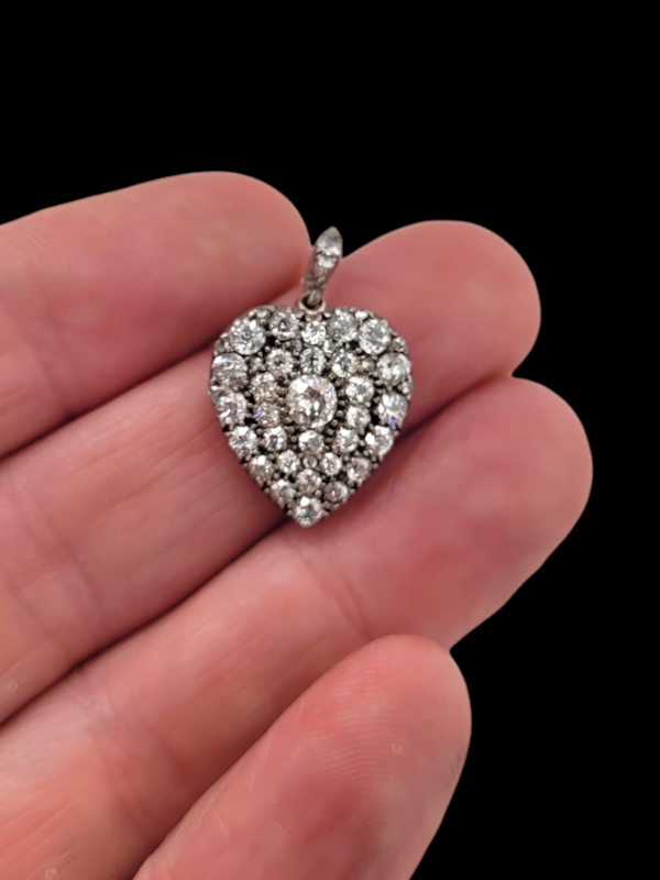 Antique diamond heart pendant SKU: 7617 DBGEMS - image 2