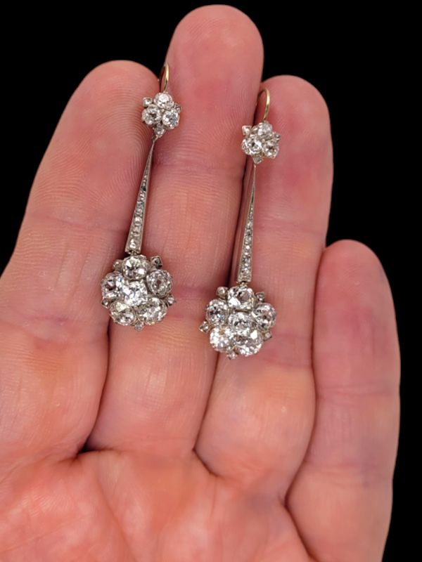 Antique chunky old mine diamond cluster drop earrings SKU: 7615 DBGEMS - image 2