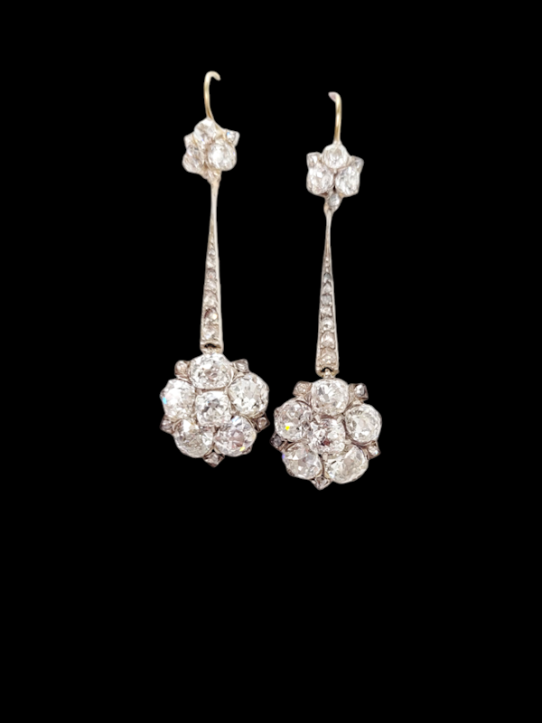 Antique chunky old mine diamond cluster drop earrings SKU: 7615 DBGEMS - image 1