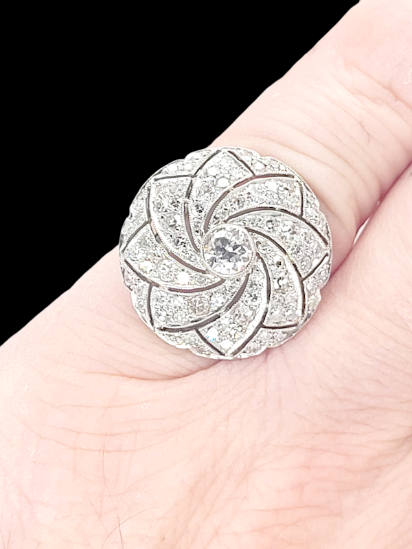 Art deco diamond swirl dress ring SKU: 7613 DBGEMS - image 2