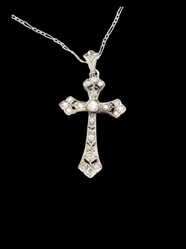 Art deco diamond cross and chain SKU: 7612 DBGEMS - image 1