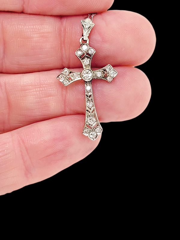 Art deco diamond cross and chain SKU: 7612 DBGEMS - image 2