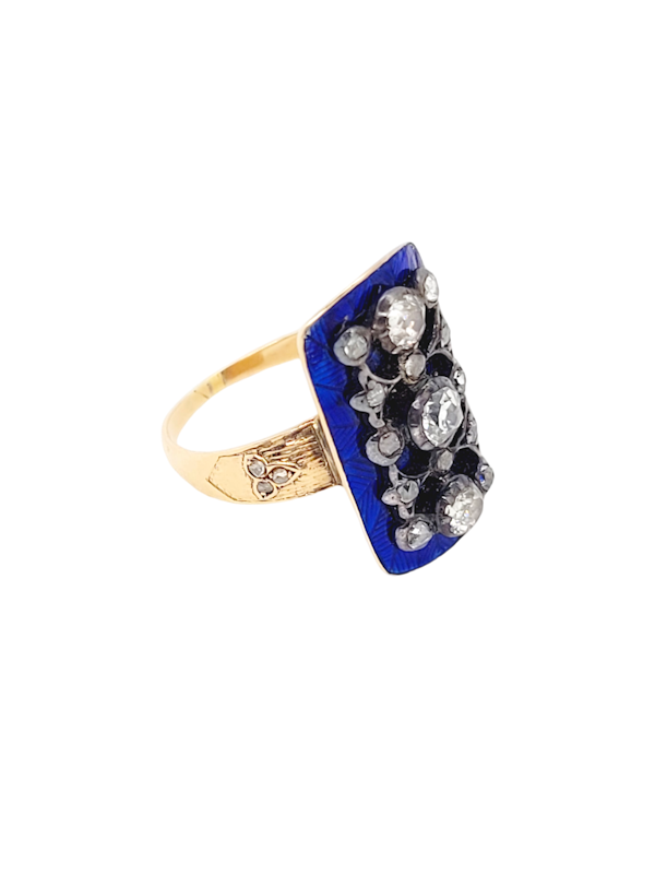 Georgian diamond and blue enamel ring SKU: 7611 DBGEMS - image 4