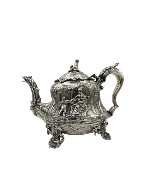 Antique English silver three piece tea set, London 1838 by Edward Farrell. - image 5