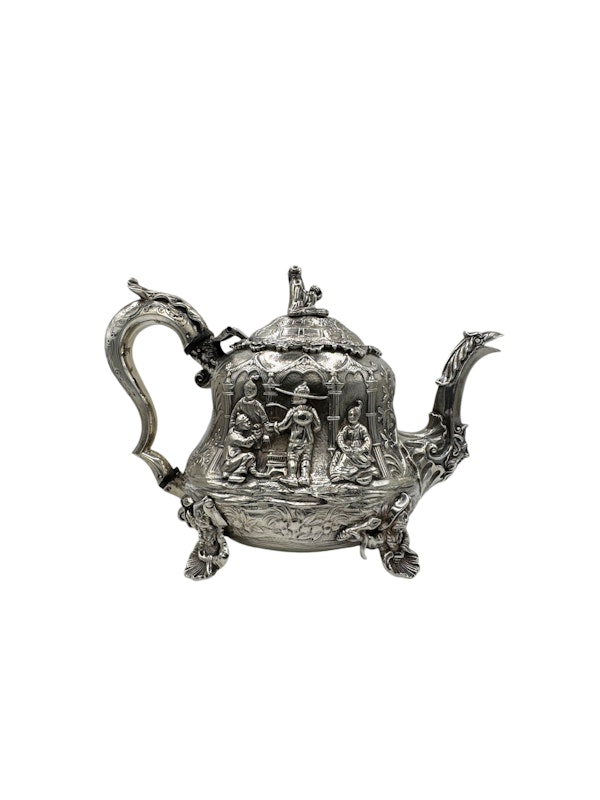 Antique English silver three piece tea set, London 1838 by Edward Farrell. - image 2