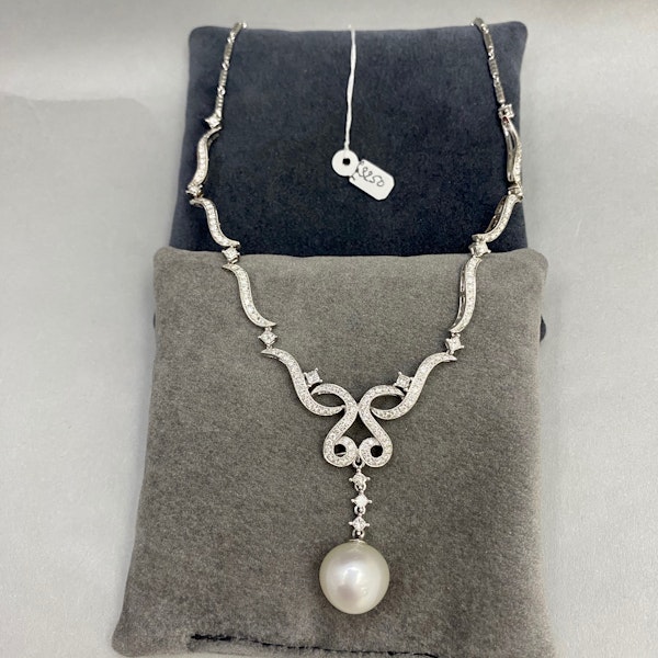 Diamond South Sea Pearl 18ct White Gold Necklace date circa 1970, SHAPIRO & Co since1979 - image 4