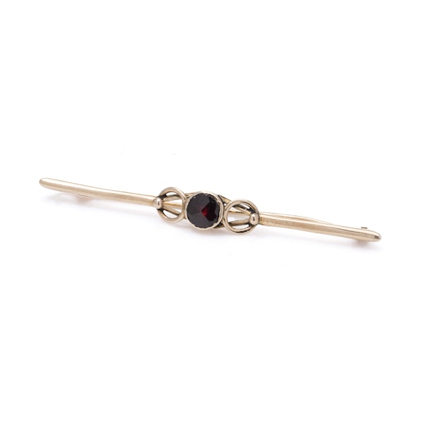 14kt gold garnet bar brooch by Faberge workmaster August Wilhelm Holmström - image 7