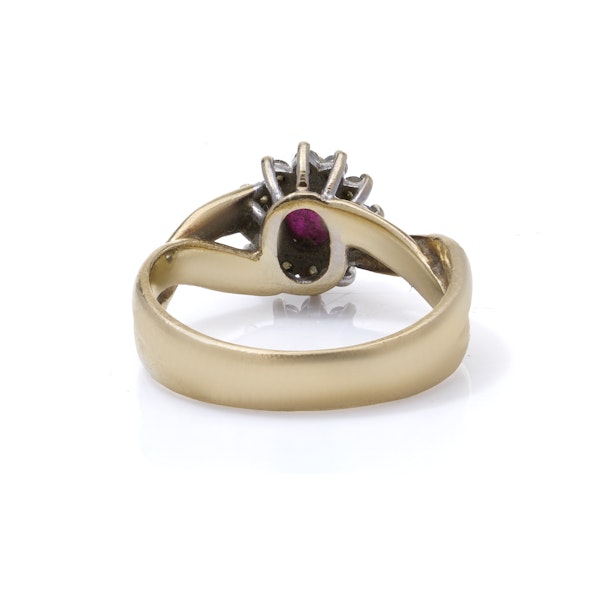 9kt yellow gold ruby and diamond cluster ring - image 5