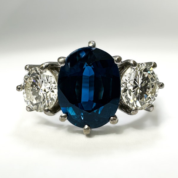 Large Sapphire Diamond Trilogy Ring - image 1