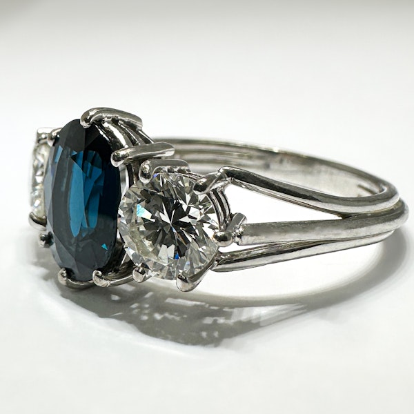 Large Sapphire Diamond Trilogy Ring - image 3