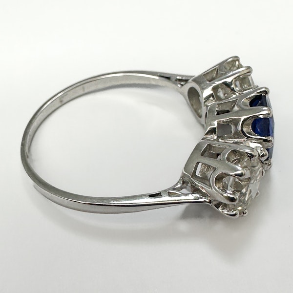 Antique Sapphire Diamond Trilogy Ring - image 3