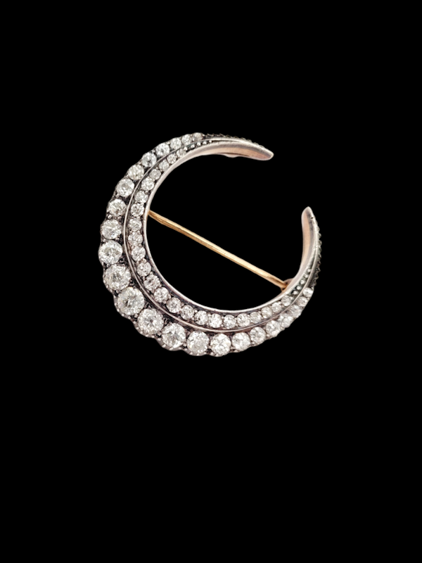 Antique diamond crescent brooch, pendant SKU: 7644 DBGEMS - image 1