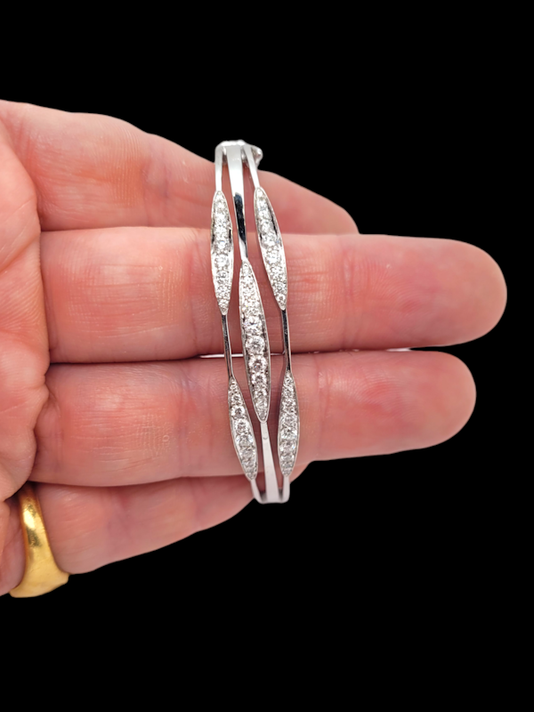 Cool three row diamond white gold bangle SKU: 7639 DBGEMS - image 3