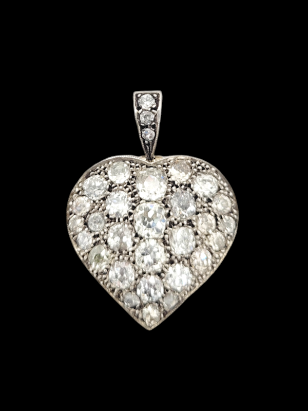 Antique chunky old mine cut diamond heart pendant SKU: 7636 DBGEMS - image 1