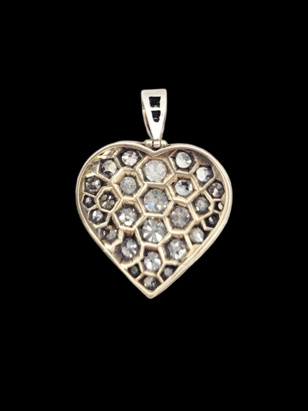 Antique chunky old mine cut diamond heart pendant SKU: 7636 DBGEMS - image 3