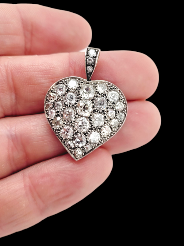 Antique chunky old mine cut diamond heart pendant SKU: 7636 DBGEMS - image 2